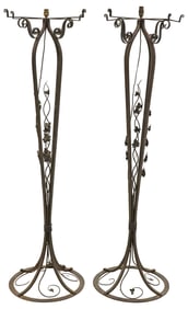 (2) ART DECO WROUGHT IRON FLOOR LAMPS