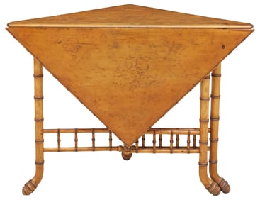 BIRD'S EYE MAPLE FAUX BAMBOO DROP-LEAF TABLE