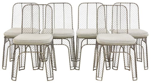 (6) MODERN INDUSTRIAL STYLE IRON MESH DINING CHAIRS