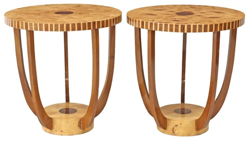 (2) ART DECO STYLE ROUND SIDE TABLES