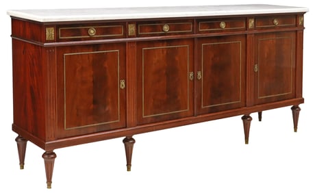 FRENCH LOUIS XVI STYLE MARBLE-TOP MAHOGANY SIDEBOARD