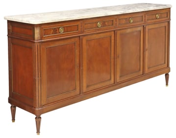 FRENCH LOUIS XVI STYLE MARBLE-TOP MAHOGANY SIDEBOARD