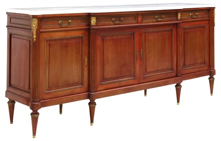 FRENCH LOUIS XVI STYLE MARBLE-TOP MAHOGANY SIDEBOARD