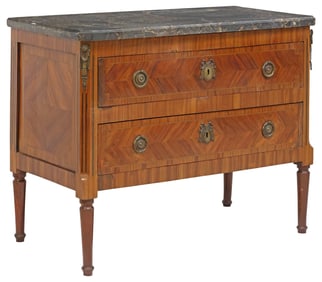 FRENCH LOUIS XVI STYLE MARBLE-TOP COMMODE