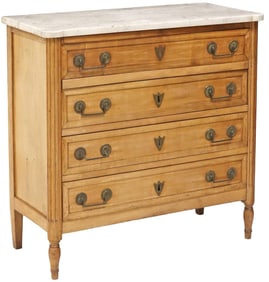 LOUIS XVI STYLE MARBLE-TOP MAHOGANY COMMODE