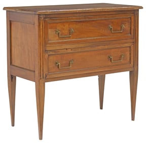 FRENCH LOUIS XVI STYLE WALNUT TWO-DRAWER COMMODE