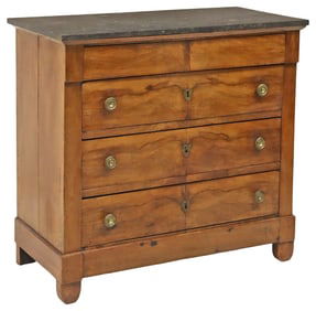 EMPIRE STYLE MARBLE-TOP WALNUT COMMODE