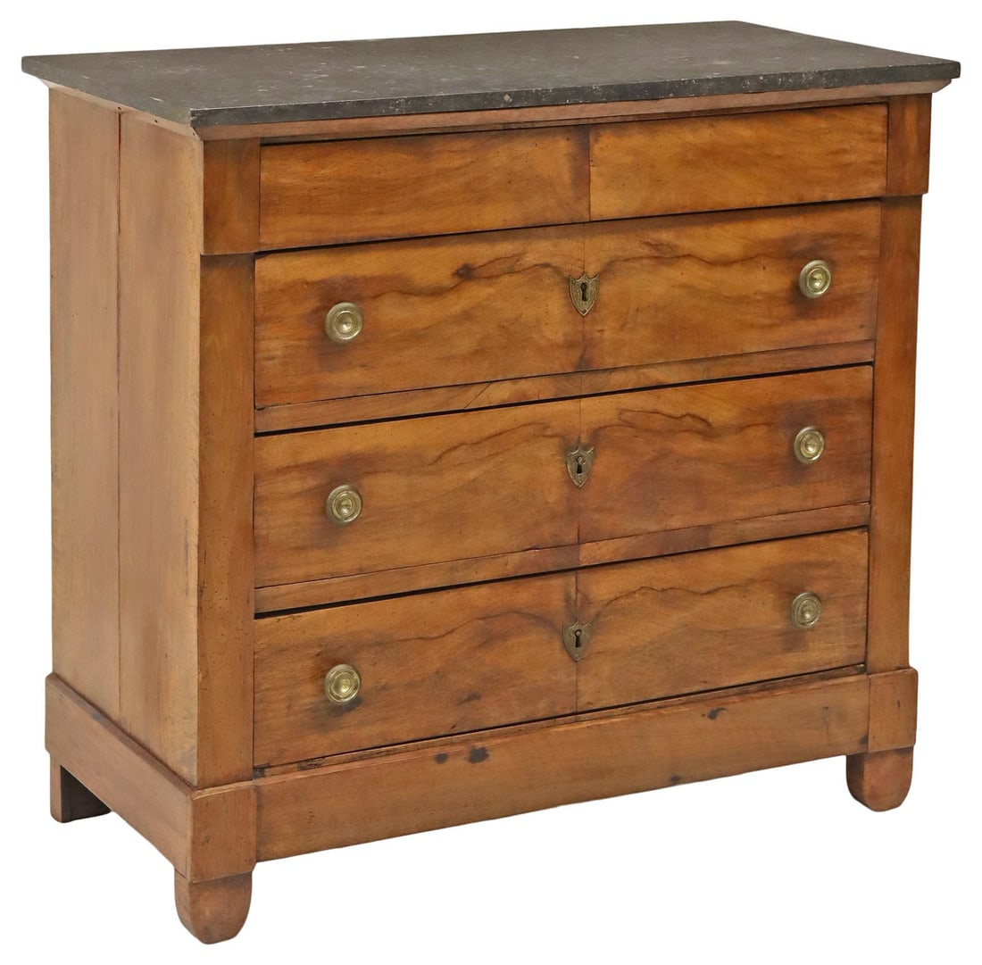 EMPIRE STYLE MARBLE-TOP WALNUT COMMODE (1 of 5)