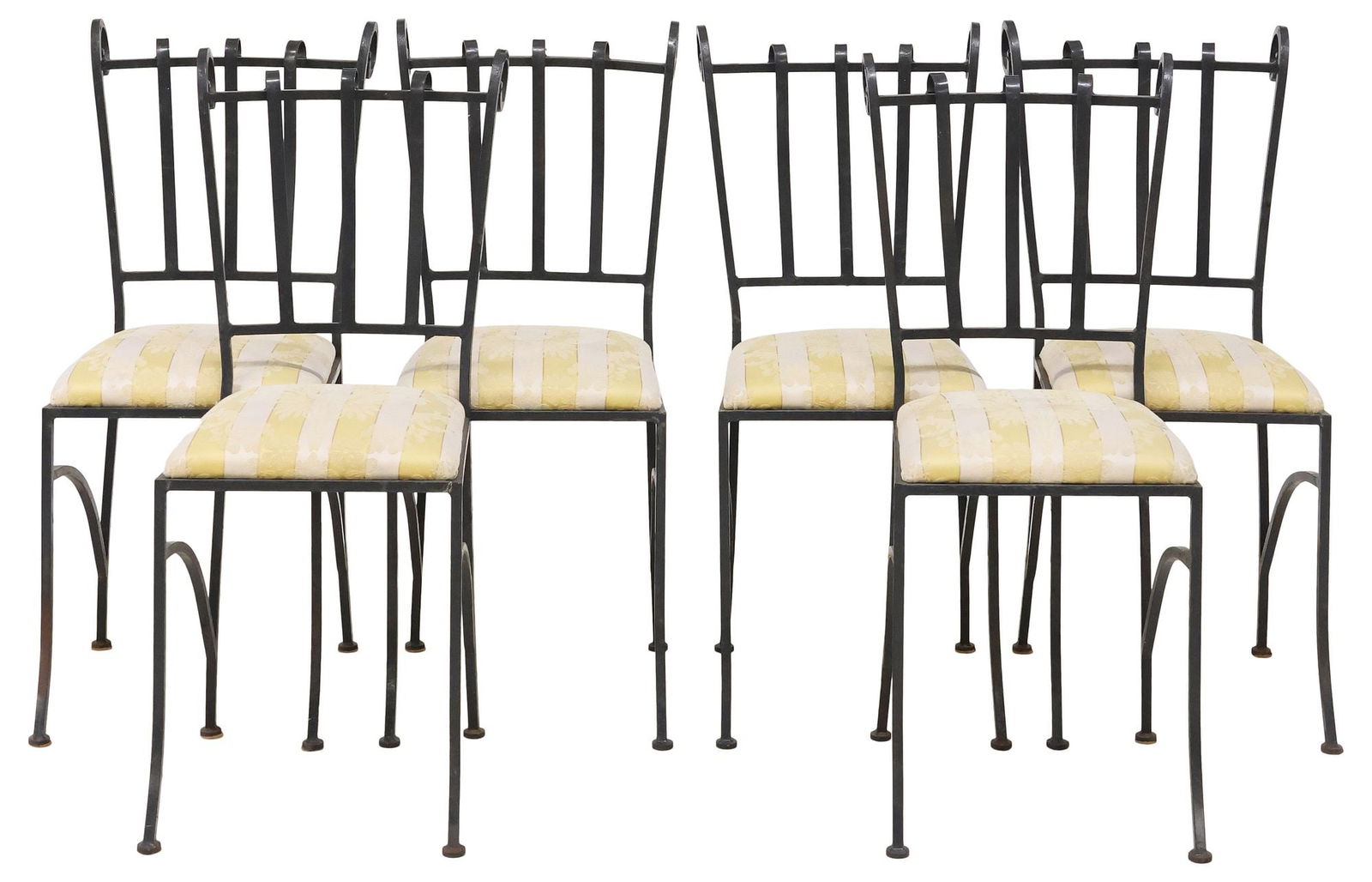 (6) SCROLLED WROUGHT IRON UPHOLSTERED OUTDOOR DINING CHAIRS (1 of 3)