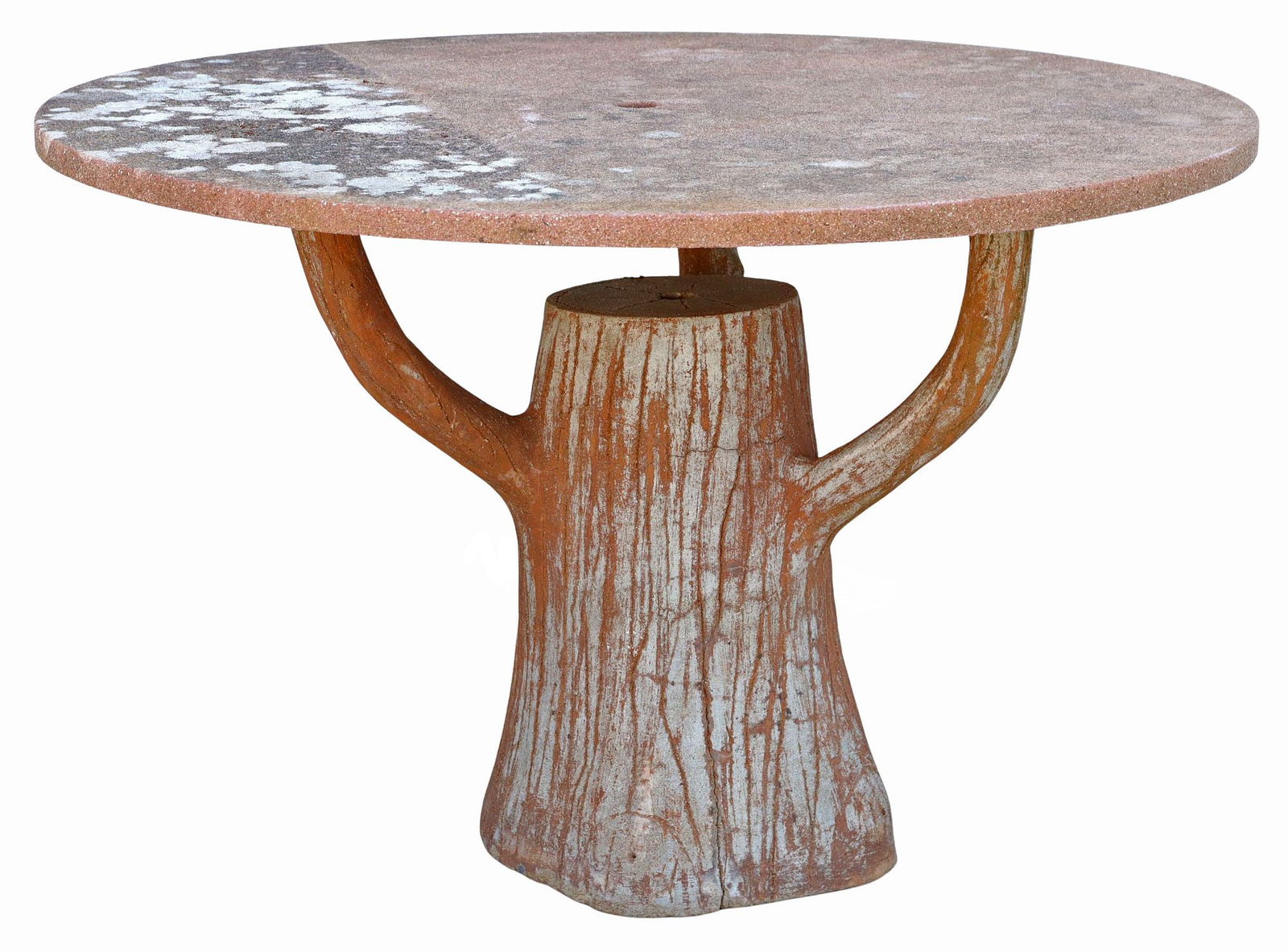 FRENCH CAST STONE FAUX BOIS PATIO TABLE (1 of 3)