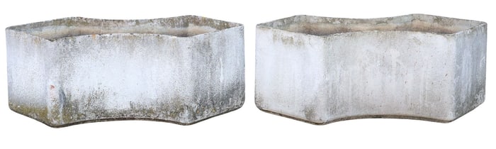 (2) MANNER OF WILLY GUHL MODERNIST CONVEX PLANTERS