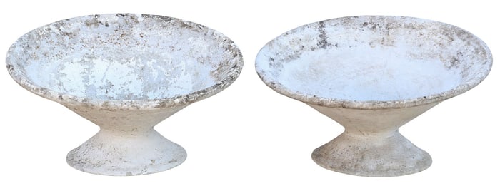 (2) MANNER OF WILLY GUHL OFF-KILTER MODERNIST PLANTERS