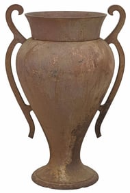 LARGE CAST IRON AMPHORA VASE-FORM GARDEN PLANTER, 34"H
