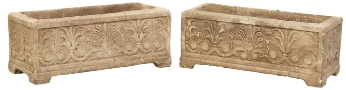(2) NEOCLASSICAL STYLE CAST CONCRETE GARDEN PLANTERS