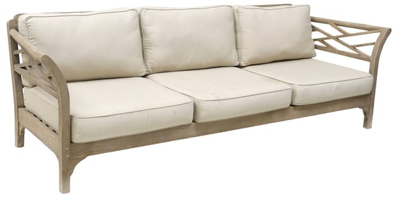 RESTORATION HARDWARE 'KINGSTON' TEAK THREE-SEAT SOFA