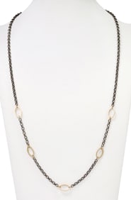 CYNTHIA ANN JEWELS 925 & 14KT OVAL STATION CHAIN NECKLACE