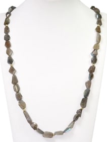 ESTATE 18KT GOLD & LABRADORITE BEADED NECKLACE