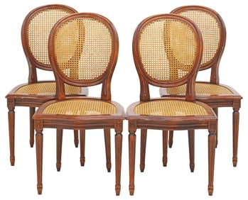 (4) FRENCH LOUIS XVI STYLE CANED DINING CHAIRS