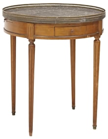 FRENCH LOUIS XVI STYLE MARBLE-TOP BOUILLOTTE TABLE