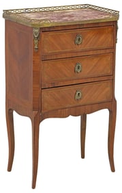 FRENCH TRANSITIONAL STYLE MARBLE-TOP NIGHTSTAND
