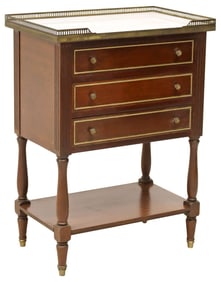 FRENCH LOUIS XVI STYLE MARBLE-TOP MAHOGANY NIGHTSTAND