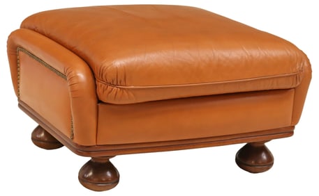 GRAINED LEATHER OTTOMAN OR FOOTSTOOL
