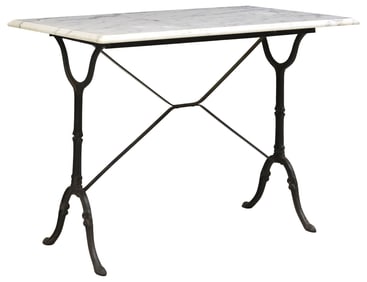 FRENCH MARBLE-TOP CAST IRON BISTRO TABLE