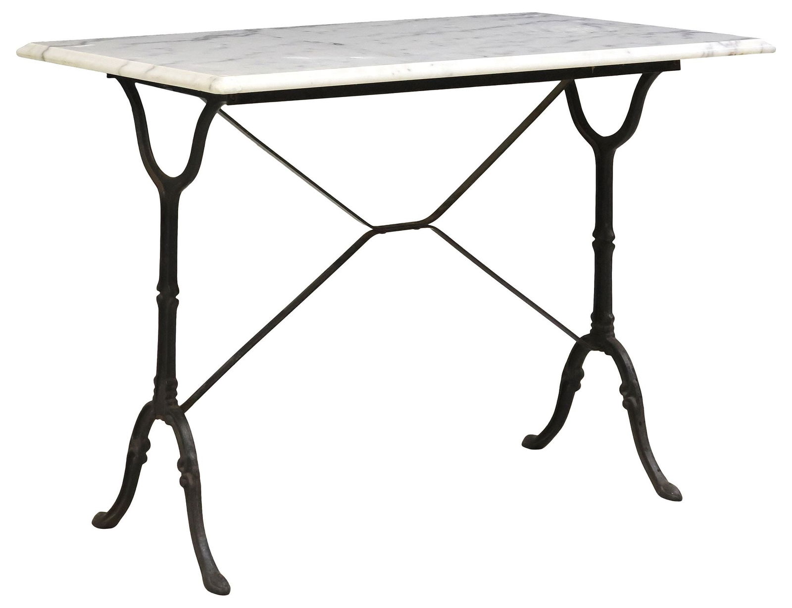 FRENCH MARBLE-TOP CAST IRON BISTRO TABLE (1 of 4)
