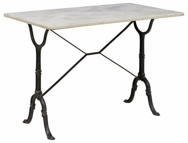 FRENCH MARBLE-TOP CAST IRON BISTRO TABLE