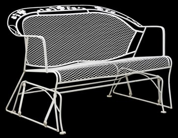 RUSSELL WOODARD (ATTRIB.) WROUGHT IRON 'PEONY' ROCKING LOVESEAT