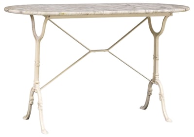 FRENCH MARBLE-TOP CAST IRON BISTRO TABLE