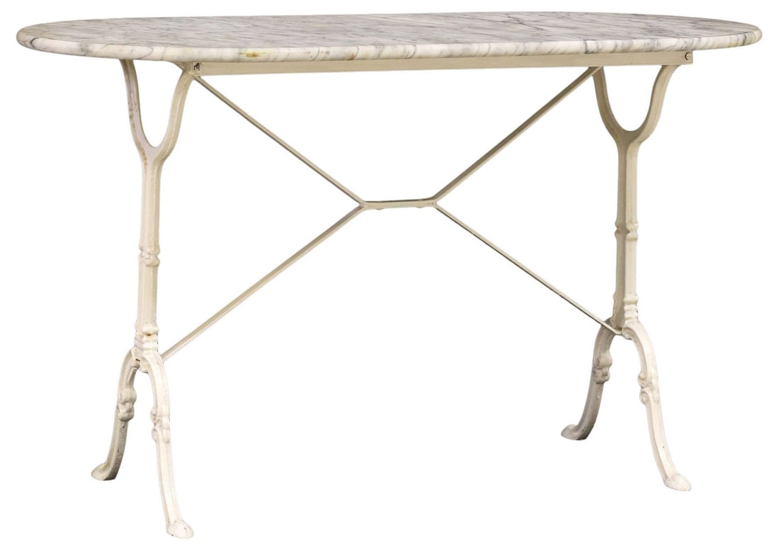 FRENCH MARBLE-TOP CAST IRON BISTRO TABLE (1 of 4)