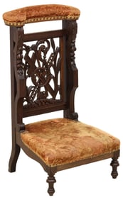 FRENCH CARVED OAK UPHOLSTERED PRIE-DIEU/ PRAYER KNEELER