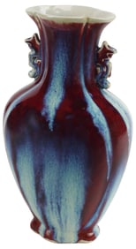 CHINESE FLAMBE-GLAZED PORCELAIN LOBED VASE