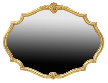 ITALIAN LOUIS XV STYLE GILTWOOD SCALLOPED WALL MIRROR