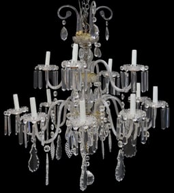 ITALIAN VENETIAN CRYSTAL & GLASS-CLAD 12-LIGHT CHANDELIER