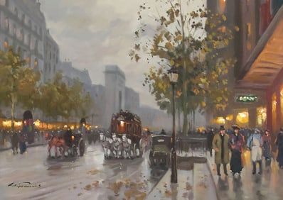 L. FRANCIS (20TH C.) OIL PAINTING PARIS STREET SCENE