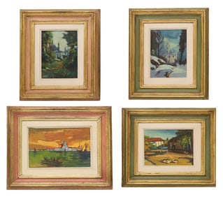 (4) EZZIS PASQUALE (ITALIAN, B.1946) FRAMED LANDSCAPE PAINTINGS