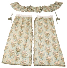 (3) G.P. & J. BAKER PRINTED COTTON CURTAIN PANELS & VALENCE
