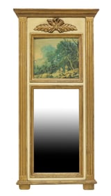FRENCH LOUIS XVI STYLE GILT-PAINTED TRUMEAU MIRROR