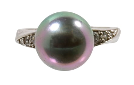 ESTATE 925 STERLING & SYNTHETIC PEARL RING