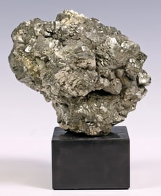 GEOLOGICAL PYRITE SPECIMEN ON BLACK MARBLE BASE