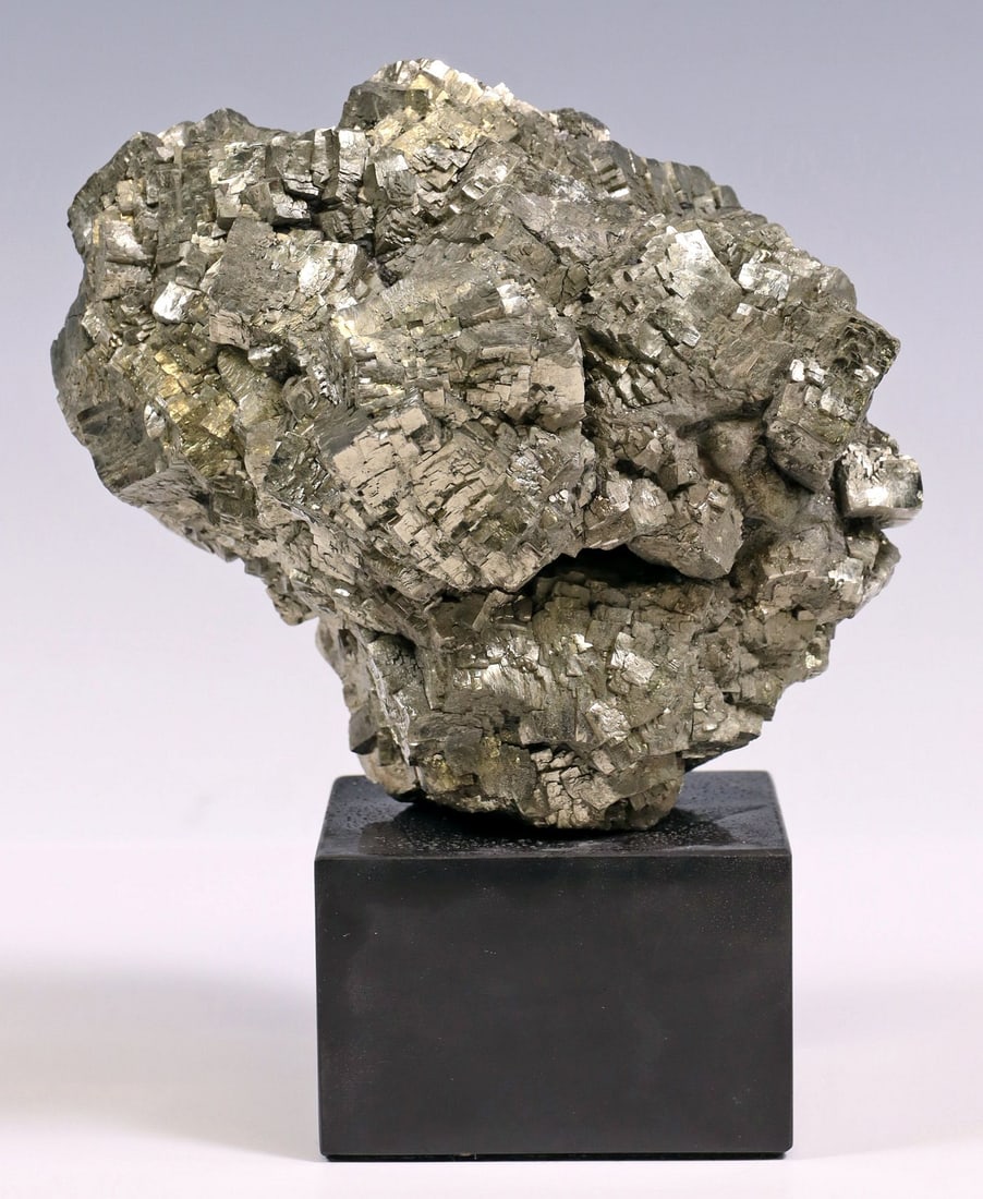 GEOLOGICAL PYRITE SPECIMEN ON BLACK MARBLE BASE (1 of 3)