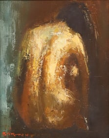 BARTON (20TH C.) OIL SKETCH OF A SEATED FEMALE FIGURE