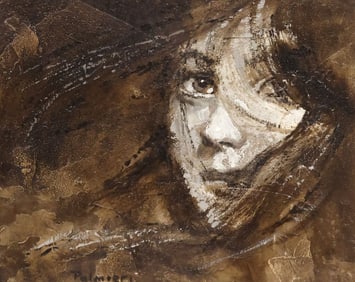 FRANK PALMIERI (1922-2017) PAINTING PORTRAIT YOUNG WOMAN