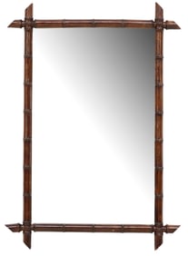 FRENCH FAUX BAMBOO TURNED WOOD WALL MIRROR