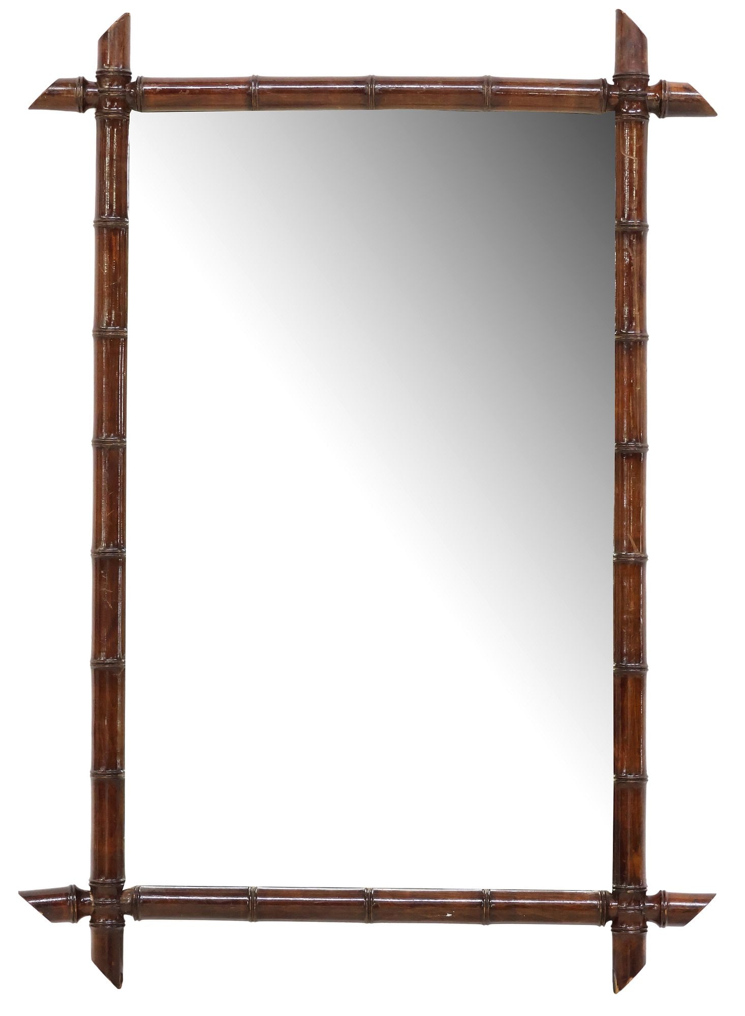 FRENCH FAUX BAMBOO TURNED WOOD WALL MIRROR (1 of 3)