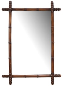 FRENCH FAUX BAMBOO TURNED WOOD WALL MIRROR