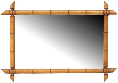 FRENCH FAUX BAMBOO TURNED WOOD WALL MIRROR