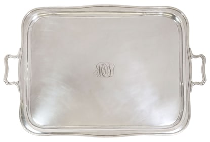 LARGE MAPPIN & WEBB SILVERPLATE TWO-HANDLED TRAY